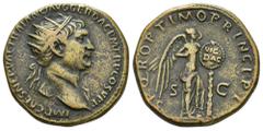 IMPERIO ROMANO IMPERIO ROMANO. TRAJANO. Dupondio. Roma (103-111). A/ Cabeza radiada y drapeada al hombro a der.; IMP CAES NERVAE TRAIANO AVG GER DAC P M TR P COS V P P. R/ Victoria a der. sosteniendo 