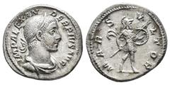 IMPERIO ROMANO IMPERIO ROMANO. ALEJANDRO SEVERO. Denario. Roma (231-235). A/ Busto laureado y drapeado a der.; IMP ALEXANDER PIVS AVG. R/ Marte avanzando a der. con lanza y escudo; MARS VLTOR. AR 3,2 