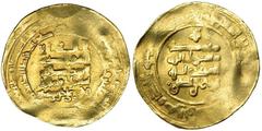 MUNDO ISLÁMICO. Samaníes. Dinar. Nuh I bin Nasr (943-954). 332H. Ceca no visible, probablemente Al-Muhammadiya. BC+.