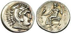 MACEDONIA. Alejandro III. Asia Menor (S. IV-III a.C.). Dracma. R/ Zeus entronizado a izq., sosteniendo águila, con fulmen y monograma. AR 4,3 g. COP-910. EBC-/EBC.