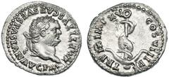 Imperio Romano TITO. Denario. Roma (80). A/ IMP TITVS CAES VESPASIAN AVG P M. R/ Delfín enroscado en ancla; TR P IX IMP XV COS VIII P P. RIC-26b. SC/EBC+.