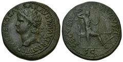 Imperio Romano IMPERIO ROMANO. NERÓN. Dupondio. Lugdunum (62-68 d.C.). A/ Cabeza laureada a izq.; IMP NERO CAESAR AVG P MAX TR POT PP. R/ Securitas sentada a der. con cetro, delante altar encendidocon