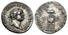 Imperio Romano IMPERIO ROMANO. TITO. Denario. Roma (80). A/ Busto laureado a der.; IMP TITVS CAES VESPASIAN VG P M. R/ Trípode surmontado por delfín; TR P IX IMP XV COS VIII P P. ar 3,20 g. 18,30 mm. 