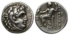 Grecia Antigua GRECIA ANTIGUA. MACEDONIA. A nombre de Alejandro III. Dracma. Magnesia ad Meandrum (c. 319-c.305 a.C.). R/ Delante y debajo del trono monogramas, detrás de la ley. B. AR 4,15 g. 16,8 mm