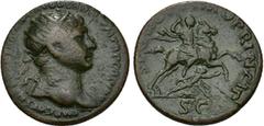IMPERIO ROMANO. TRAJANO. Dupondio. Roma (103-111). A/ Cabeza radiada a der.; IMP CAES NER(...). R/ El emperador a caballo a der. alanceando cautivo a sus pies, en exergo S C; ; SPQR OPTIMO PRINCIPI. A