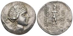 GRECIA ANTIGUA. CELTAS. IMITACIÓN DE THASOS. Tetradracma. A/ Cabeza de Dionisos a der. R/ Heracles a izq. con leonté y clava; ley. con errores. AR 15,36 g. 33,3 mm. SBG-215. MBC+/MBC.