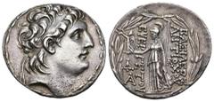 GRECIA ANTIGUA. REINO SELÉUCIDA. Antíoco VII. Tetradracma. Antioquía del Orontes (138-129 a.C.). A/ Cabeza diademada a der. R/ Atenea a izq. con Niké y lanza, en campo, a izq. y der., monogramas, alre