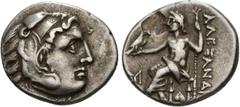 GRECIA ANTIGUA GRECIA ANTIGUA. MACEDONIA. Alejandro III. Dracma. Abydus (?). R/ Monograma M delante de Zeus y hoja de hiedra bajo el trono. AR 4,16 g. 18,7 mm. PRC-1527. MBC.