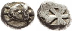 Griechische Münzen Aigina Stater 550-456 v. Chr.. 11,76 g. Schildkröte / Geteiltes Quadratum Incusum. BMC 85 ff, SNG Cop. 508 ff. Sehr schön