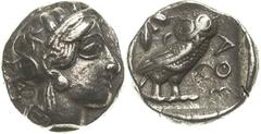 Attika Athen Tetradrachme 420-405 v. Chr. Athenakopf mit attischem Helm nach rechts / Eule mit frontalem Kopf nach rechts stehend, Olivenzweig und Mondsichel BMC 44 ff SNG Cop. 38 11.25 g. Ohne Prüfhi