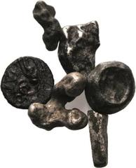 Unbestimmte Quinare Quinar. Interessantes Lot von Bruchsilber und Schlacke sowie ein subärater Quinar 6 Stück. Schön-sehr schön Es dürfte sich hierbei um Restbestandteile handeln, die bei der Schrötli