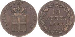 Griechenland Otto I. 1832-1862 10 Lepta 1850, Athen Divo 20 e KM 29 Sehr schön