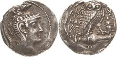 Griechische Münzen Attika Athen Tetradrachme 89/88 v. Chr. Attische Tetradrachme neuen Stils mit den Magistratsnamen Kointos, Kleas und Dionysi. Athenakopf mit Helm nach rechts / Eule sitz auf Amphore