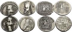 Griechische Münzen Parther Reich der Arsakiden Drachmen. Sinatruces 77-70 v. Chr.-Drachme. Brustbild mit Tiara nach links / Arsakes sitzt mit Bogen nach rechts. 3,92 g. Mithridates III. 58-53 v. Chr.-