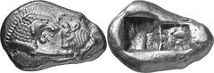 THE GREEK WORLD ASIA MINOR - Lydia Kroisos, King of Lydia, 561-546 Estimate: CHF 7'500.00 Stater (Gold, 8.05g), Sardeis, 550-546 and later. On the left, forepart of a lion to right with outstretched f