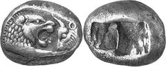 THE GREEK WORLD ASIA MINOR - Lydia Kroisos, King of Lydia, 561-546 Estimate: CHF 800.00 Siglos (Silver, 5.29g), Sardes, after 546. Foreparts of a lion and a bull facing each other. Rev. Two incuse squ