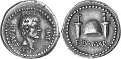 THE ROMAN REPUBLIC Estimate: CHF 75'000.00 M. Iunius Brutus and L. Plaetorius Cestianus. Denarius (Silver, 3.72g 12), mint traveling with Brutus and Cassius in northern Greece, late summer-autumn 42. 