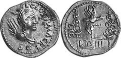 THE ROMAN EMPIRE Clodius Macer, April - October 68 Estimate: CHF 32'500.00 Denarius (Silver, 3.57g 7), Carthage, spring 68. L.CLODI.MACRI Draped bust of Victory to right; below, SC. Rev. LEG III / LIB