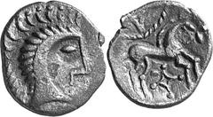 The Celtic Coinage of Britain The Iceni - East Anglia Estimate: CHF 950.00 Lot of 8 Celtic Coins. The Iceni (7): Norfolk Wolf Type. Stater (Base gold, 5.29 g 6), c. 53-40. BMC 219 ff. S. 31. VA 610; B