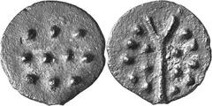The Celtic Coinage of Britain The Durotriges – The Southwest in Dorset Estimate: CHF 225.00 Hengistbury Seven-Seven-Ten Type. Cast Bronze (AE 2.44 g), c. 40-50. Y-shape between two groups of seven pel