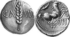 The Celtic Coinage of Britain The Catuvellauni and Trinovantes – South East Britain Estimate: CHF 2'000.00 - Wild Series A. Stater (Gold, 5.48 g 7), Camulodunum, 10-40. Ear of grain between CA-MV. Rev
