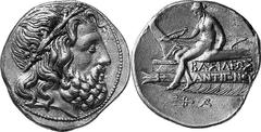 Macedonia Antigonos II Doson, King of Macedon, 229-221 Estimate: CHF 7'500.00 Tetradrachm (Silver, 17.02 g 4), Amphipolis, 228 (or, perhaps, Corinth, c. 224-223). Head of Poseidon to right, wearing wr