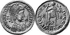 The Later Roman Empire, Byzant Majorian Estimate: CHF 7'500.00 Solidus (Gold, 4.37 g 6), uncertain Gallic mint under Visigothic control, c.458-461. D N IVLIVS MAIORIANVS P F AVG Helmeted, draped and c