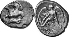 THE COINAGE OF OLYMPIA c. 432-c.421, from the 87th Olympiad to Estimate: CHF 7'500.00 Stater (Silver, 11.47 g 5), c. 432, the 87th Olympiad. Eagle flying right with wings above his body, grasping hare