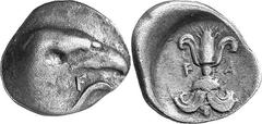 THE COINAGE OF OLYMPIA 421-365, from the Peace of Nikias, and the 90 Estimate: CHF 850.00 Hemidrachm (Silver, 2.77 g 6), 400, the 95th Olympiad. Eagle’s head and neck similar to the last, but, above l