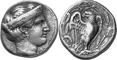 THE COINAGE OF OLYMPIA 421-365, from the Peace of Nikias, and the 90 Estimate: CHF 2'500.00 Stater (Silver, 11.78 g 11) 376, Hera mint, the 101st Olympiad. F Head of Hera to right, wearing a stephane 