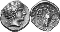 THE COINAGE OF OLYMPIA 421-365, from the Peace of Nikias, and the 90 Estimate: CHF 4'500.00 Stater (Silver, 11.37 g 7), 368, Hera mint, the 103rd Olympiad. F Head of Hera to right, wearing a stephane 