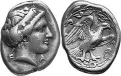 THE COINAGE OF OLYMPIA 360-c. 323, From the 105th Olympiad in Estimate: CHF 2'800.00 Stater (Silver, 11.70 g 7), 352, Hera mint, the 107th Olympiad. F Head of Hera to right, wearing narrow stephane or