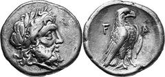 THE COINAGE OF OLYMPIA 360-c. 323, From the 105th Olympiad in Estimate: CHF 500.00 Hemidrachm (Silver, 2.68 g 6), c. 352-348. Similar to the last; but on the reverse, to the right of the eagle, olive 