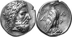 THE COINAGE OF OLYMPIA 360-c. 323, From the 105th Olympiad in Estimate: CHF 14'000.00 Stater (Silver, 12.20 g 10), 340, the 110th Olympiad. Laureate head of Zeus to right. Rev. F / Eagle, with closed 