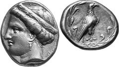 THE COINAGE OF OLYMPIA 360-c. 323, From the 105th Olympiad in Estimate: CHF 2'500.00 Stater (Silver, 12.13 g 9), 340, Hera mint, the 110th Olympiad. F Head of Hera to left, wearing pendant earring and