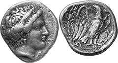 THE COINAGE OF OLYMPIA 360-c. 323, From the 105th Olympiad in Estimate: CHF 1'250.00 Stater (Silver, 11.66 g 9), 324, Hera mint, the 114th Olympiad. Head of Hera to right as last, from the same die. R