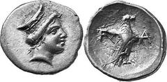 THE COINAGE OF OLYMPIA Hera mint silver fractions c.350s - c. 324 Estimate: CHF 300.00 Obol (Silver, 0.97 g 11), c. 340s. Head of Hera to right, wearing stephane inscribed F. Rev. F Eagle, with closed