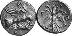 THE COINAGE OF OLYMPIA The Last Silver Issues of Olympia, c. mid 250s-210 Estimate: CHF 450.00 Drachm (Silver, 4.88 g 1), c. 245/240-210. Similar to the last, but, on the obverse, below eagle’s tail a