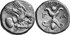 THE COINAGE OF OLYMPIA Multiple Lots of Coins from Olympia Estimate: CHF 2'100.00 Seven Eagle / Thunderbolt reduced silver drachms of the late 3rd century. 1, Schwabacher Group I (4.75 g 6); 2-3, Schw