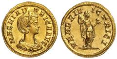 Roman Gold Coins Magnia Urbica, Wife of Carinus Estimate: CHF 30'000.00 Aureus (Gold, 4.21 g 11), Rome, 283.Obverse: MAGNIA VRBICA AVG Diademed and draped bust of Magnia Urbica to right, her hair wave