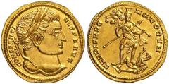 Roman Gold Coins Constantine I, ‘the Great’, 307-337 Estimate: CHF 22'500.00 Solidus (Gold, 4.43 g 7), Trier, 314-315.Obverse: CONSTANTINVS P F AVG Laureate head of Constantine I to right.Reverse: GAV