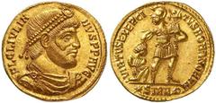 Roman Gold Coins Julian II, 360-363 Estimate: CHF 7'500.00 Solidus (Gold, 4.19 g 7), Sirmium, 361-363.Obverse: FL CL IVLIANVS P P AVG Diademed, draped and cuirassed bust of Julian with full beard to r