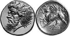 The Black Sea region and Thrace Pantikapaion Estimate: CHF 80'000.00 Stater (Gold, 9.19 g 12), c. 340-330. Head of bearded Pan with goat's ear to left, wearing ivy wreath. Rev. Horned griffin, with it