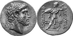 Macedonia Philip V, King of Macedon, 221-179 Estimate: CHF 32'000.00 Tetradrachm (Silver, 16.97 g 11), Pella, c. 220. Diademed head of Philip V to right. Rev. Athena Alkidemos striding to left, brandi