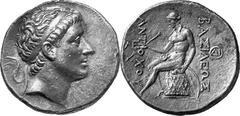 Kingdom of Syria Antiochos II Theos, King of Syria, 261-247 Estimate: CHF 3'500.00 Tetradrachm (Silver, 16.44 g 12), Antioch, c. 256-246. Diademed head of Antiochos II to right. Rev. Apollo seated lef