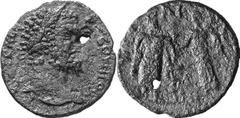 Megara Megarian issues of the Roman Period Estimate: CHF 300.00 Lot of five 2 Assaria pieces of Septimius Severus. 51.1 (AE, 6.10 g, 24 mm, 3). … Laureate head of Septimius Severus to right. Rev. Askl