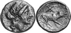 Argos The coinage of Argos from the late 2nd century thr Estimate: CHF 100.00 Dichalkon (AE, 3.07 g, 15.5 mm, 7), c. late 2nd century-80s. Laureate head of Apollo to right. Rev. Wolf standing at bay t