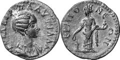 Hermione/Hermion The Severan coinage of Hermione Estimate: CHF 550.00 Assarion (AE, 3.86 g, 22 mm, 3), c. 202-205. Draped bust of Plautilla to right. Rev. Kybele (?), turreted, standing left, holding 
