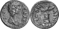 Kleonai The Severan Coinage of Kleonai Estimate: CHF 200.00 2 Assaria (AE, 9.29 g, 23 mm, 7), c. 198-208. Draped bust of Julia Domna to right. Rev. Eagle, with spread wings, standing right on cippus a
