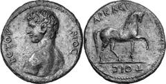 Mantinea The coinage in honor of Antinoos donated by Vetour Estimate: CHF 3'500.00 Tetrassarion or Sestertius (AE, 26.40 g, 34 mm, 6), 134. - Nude three-quarter bust of Antinoos to left, seen from beh
